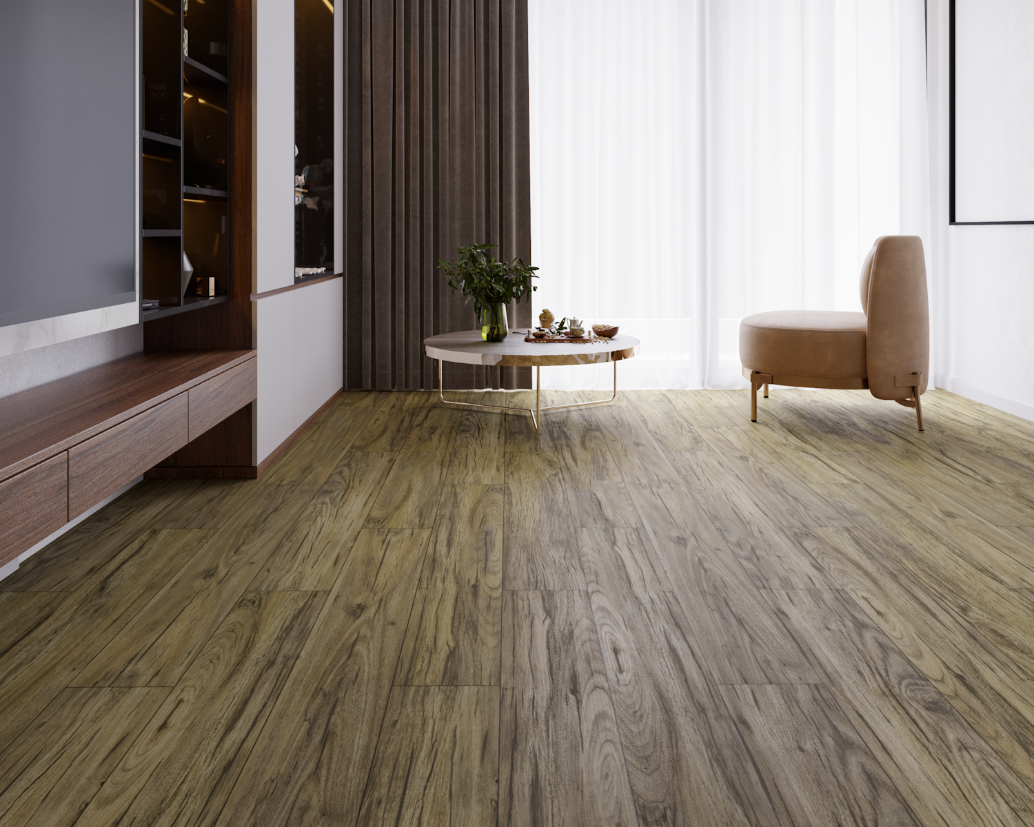 Кварцвиниловый SPC ламинат Art East Artek Орех Балтийский 39-ART 1200×182×4,5 фото в интерьере